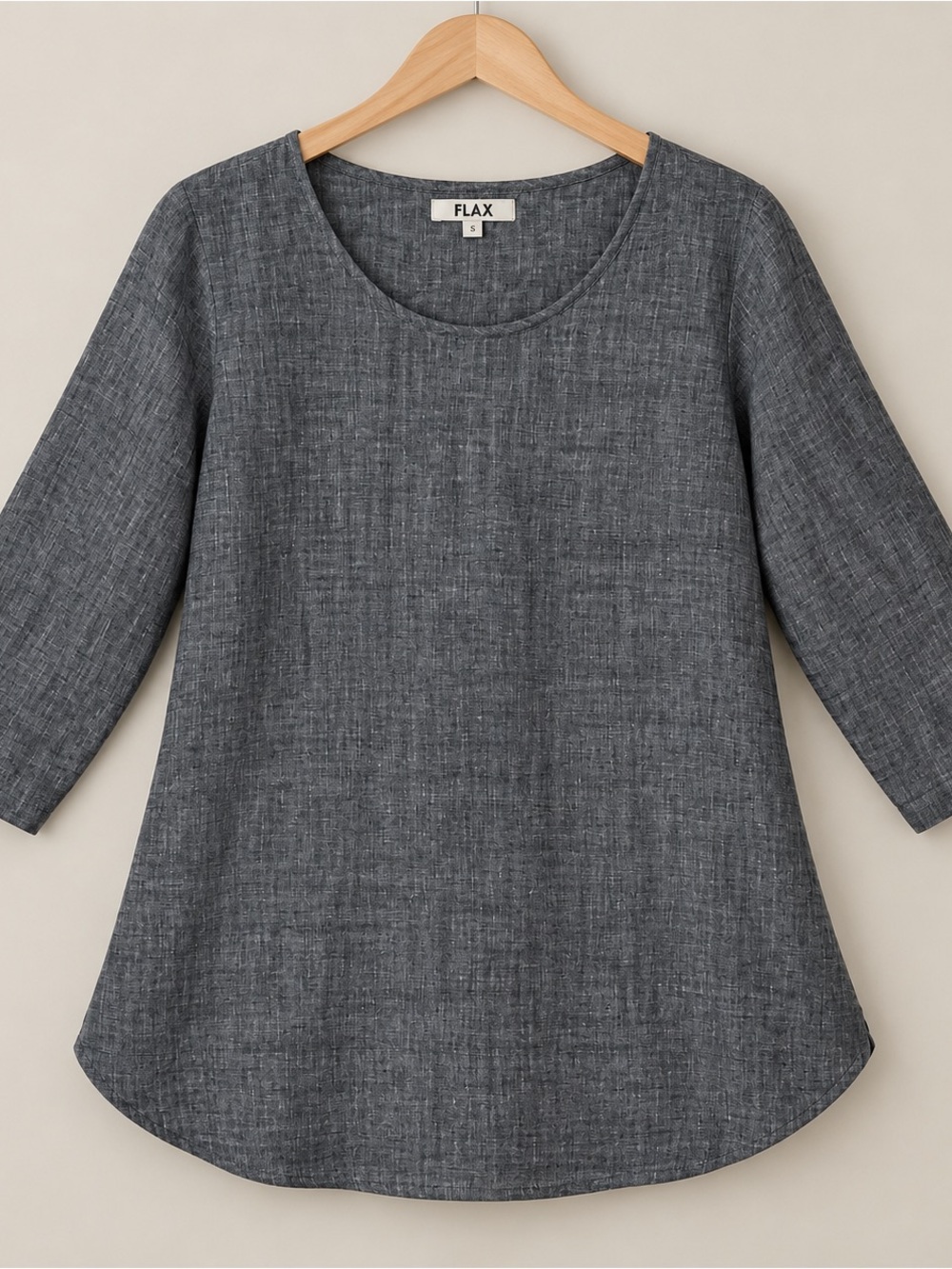 Flax 100% Linen Charcoal Gray Scoop Neck Tunic